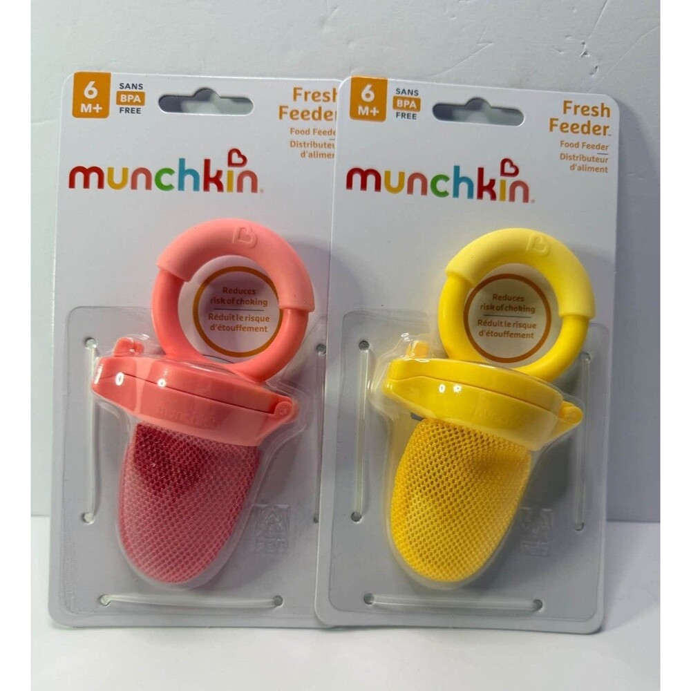 Munchkin Fresh Feeder Food Feeder 2 Pack Pink Yellow BPA Free 6M+ New